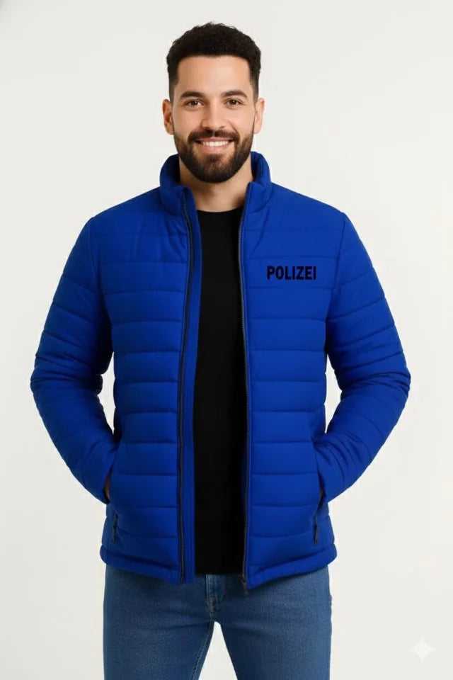 Erkek Mikro Su İtici Kapitone Baskılı Astarlı Fermuarlı Bomber Mont - Saks Mavisi