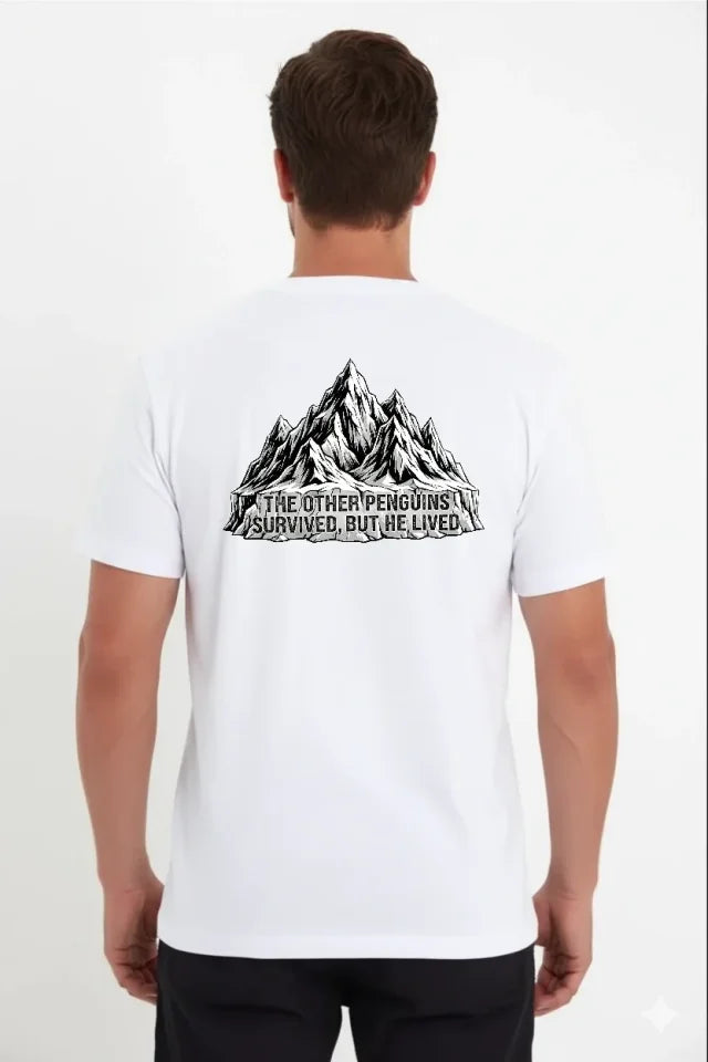 Men's Nihilist Penguin Themed Oversize Crew Neck T-Shirt - White