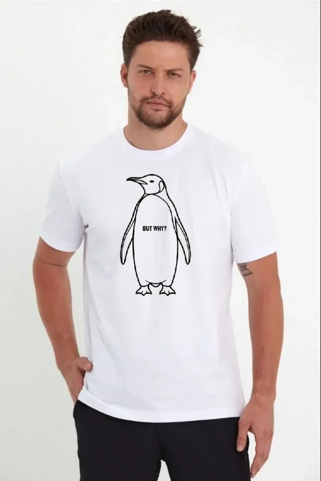 Men's Nihilist Penguin Special Design Oversize Crew Neck T-Shirt - White