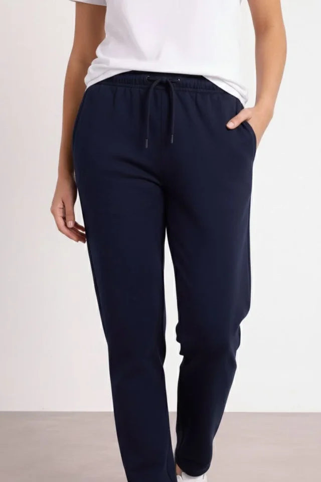Straight Leg Elastic Waist Drawstring Daily Sports Sweatpants Relaxed Fit - Navy