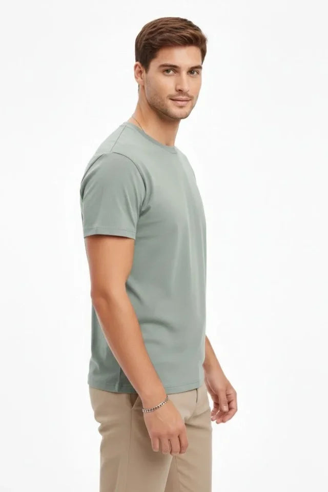 Men's Crew Neck T-Shirt Regular Fit Basic Cotton Daily Use T-shirt - Mint Green