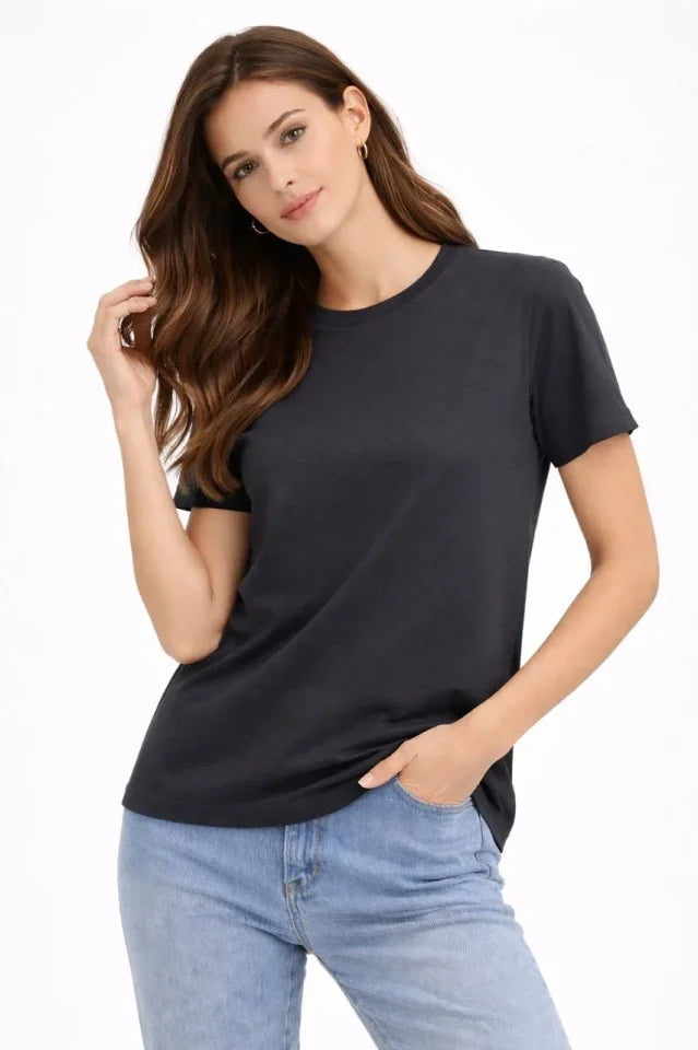 Crew Neck T-Shirt Regular Fit Basic Cotton Daily Use T-shirt - Charcoal
