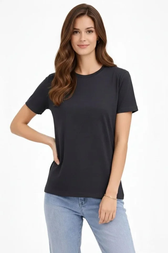 Crew Neck T-Shirt Regular Fit Basic Cotton Daily Use T-shirt - Charcoal