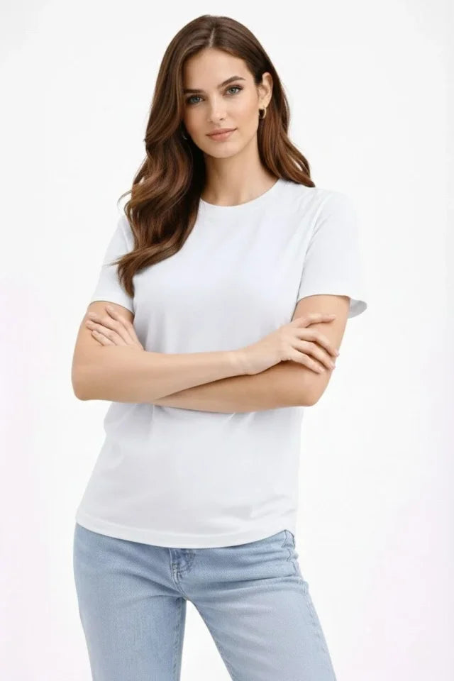 Crew Neck T-Shirt Regular Fit Basic Cotton Daily Use T-shirt - White