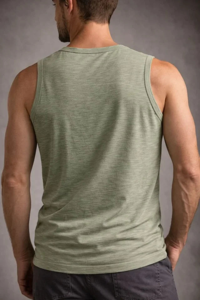 Erkek Flamlı Kumaş Sıfır Kolsuz Atlet Basic Spor Üst, Günlük Ve Fitness Kullanımına Uygun - Mint Yeşili