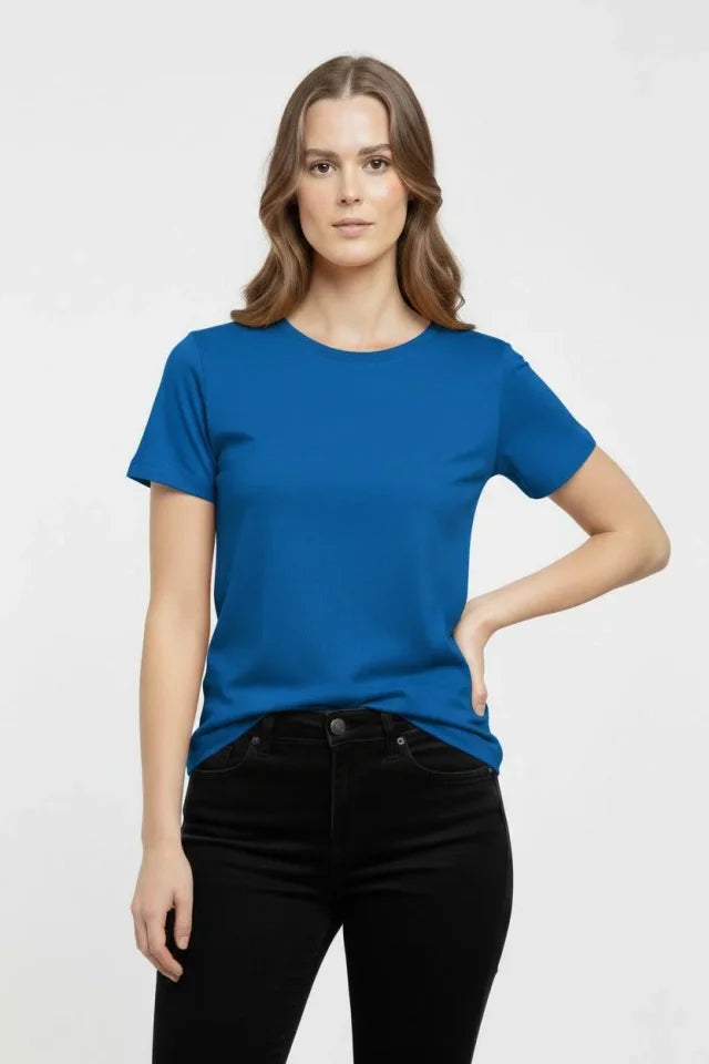 T-Shirt Crew Neck Slim Fit Stretchy T-Shirt Daily Basic Body - Indigo