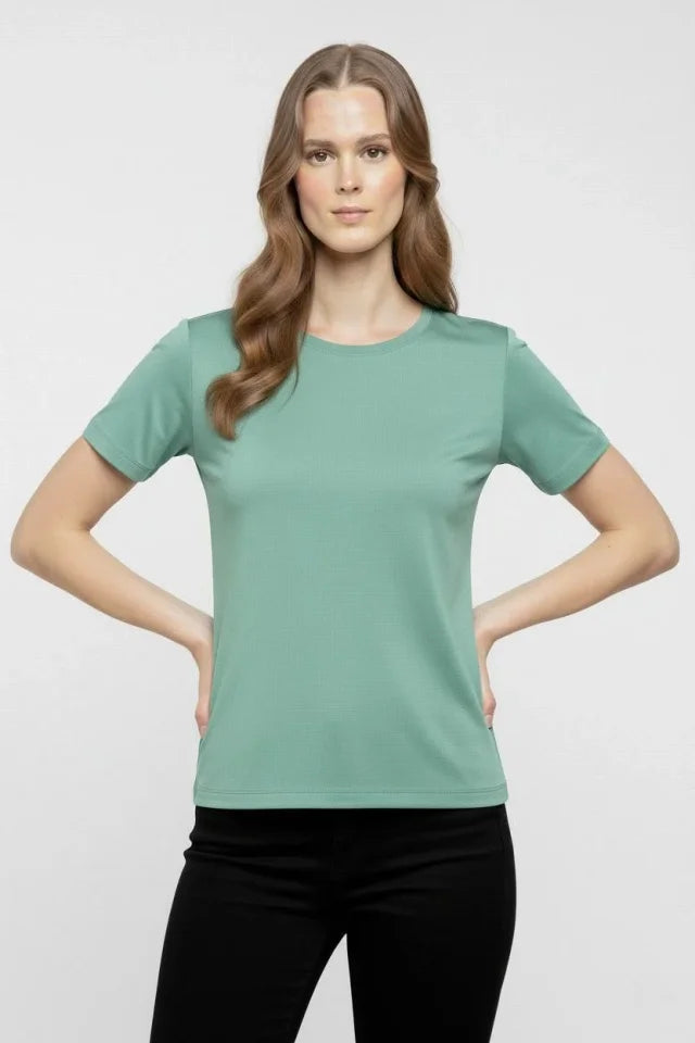 T-Shirt Crew Neck Slim Fit Stretchy T-Shirt Daily Basic Body - Mint Green