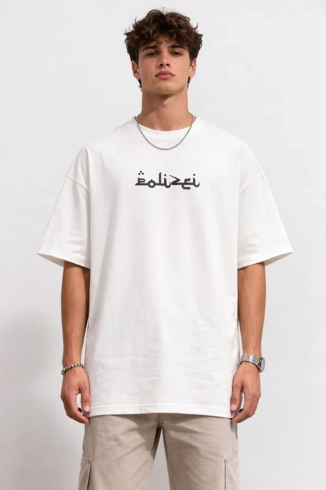 Men's Crew Neck Printed Short Sleeve T-shirt Streetwear Casual Basic Cotton T-shirt - White