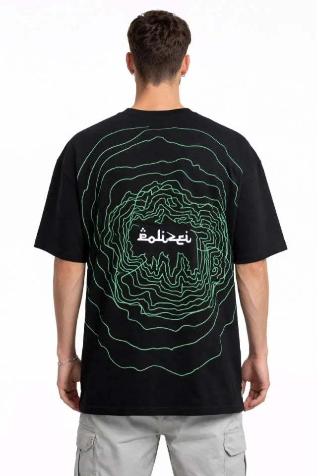 Men's Crew Neck Printed Short Sleeve T-shirt Streetwear Casual Basic Cotton T-shirt - Black