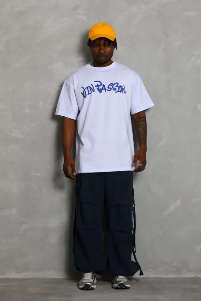 Erkek Baskılı T-Shirt Kısa Kol Bisiklet Yaka Regular Fit Rahat Kalıp Günlük Tişört - Beyaz