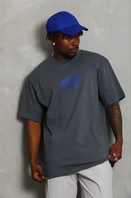 Erkek Baskılı T-Shirt Kısa Kol Bisiklet Yaka Regular Fit Rahat Kalıp Günlük Tişört - Füme