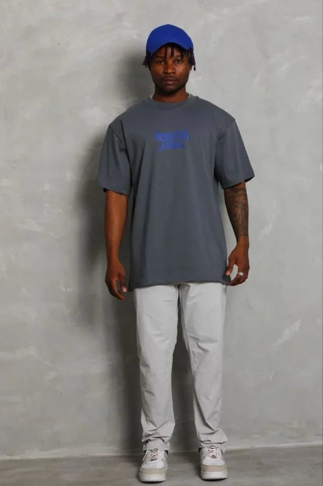 Men's Printed Short Sleeve Crew Neck Regular Fit Comfortable Casual T-Shirt - Charcoal