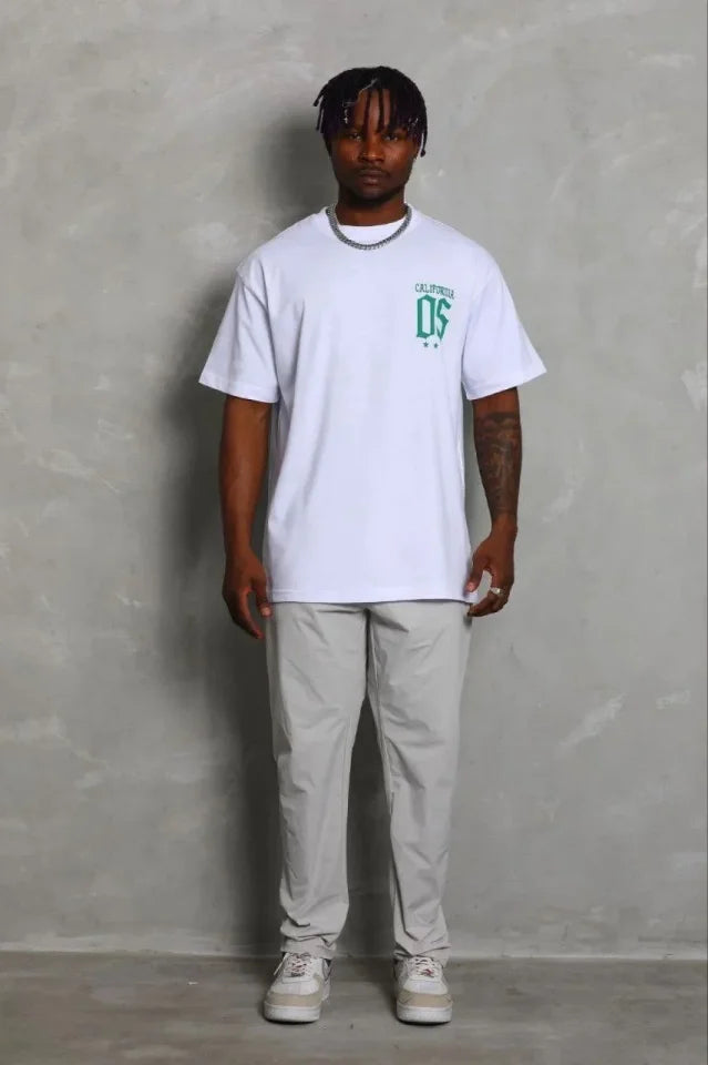 Erkek Baskılı T-Shirt Kısa Kol Bisiklet Yaka Regular Fit Rahat Kalıp Günlük Tişört - Beyaz