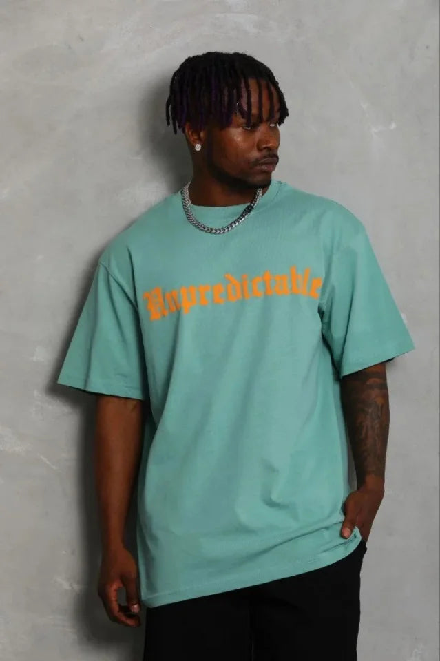 Men's Printed T-Shirt Short Sleeve Crew Neck Regular Fit Comfortable Cut Casual Shirt - Mint Green