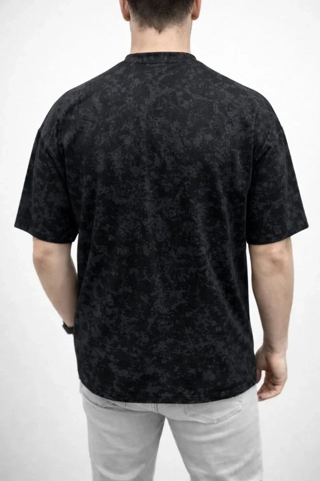 Men's Premium T-Shirt OSY Soft Textured Washed Oversize T-Shirt - Black