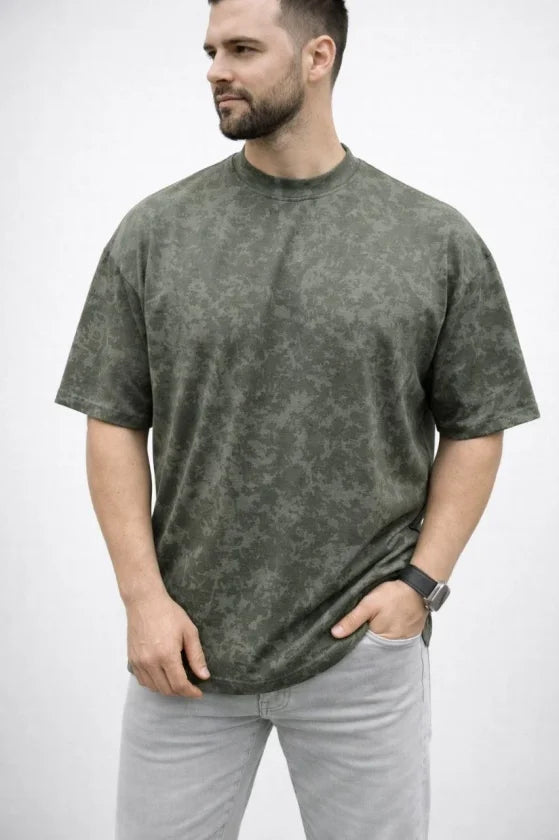 Men's Premium T-Shirt OSY Soft Textured Washed Oversize T-Shirt - Khaki