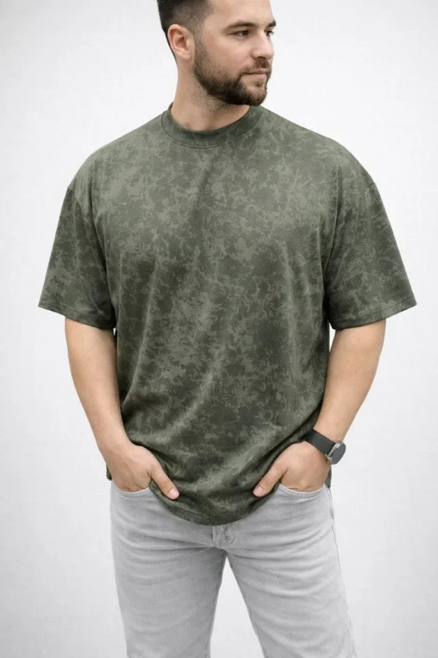 Men's Premium T-Shirt OSY Soft Textured Washed Oversize T-Shirt - Khaki