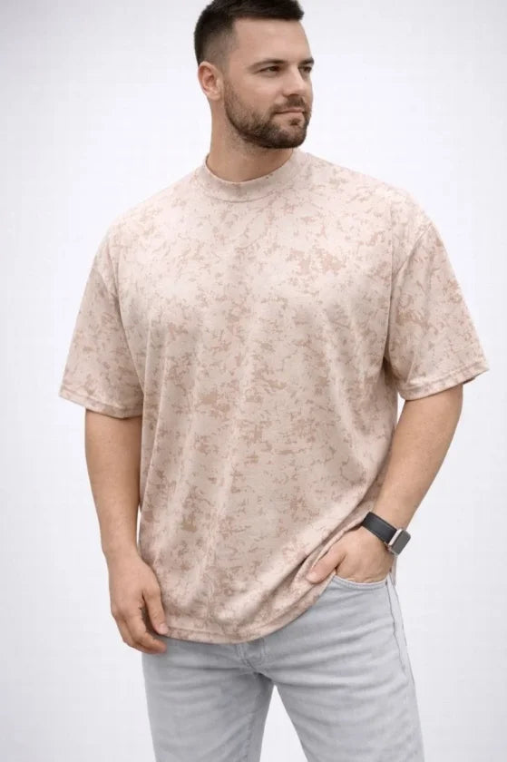 Men's Premium T-Shirt OSY Soft Textured Washed Oversize T-Shirt - Beige
