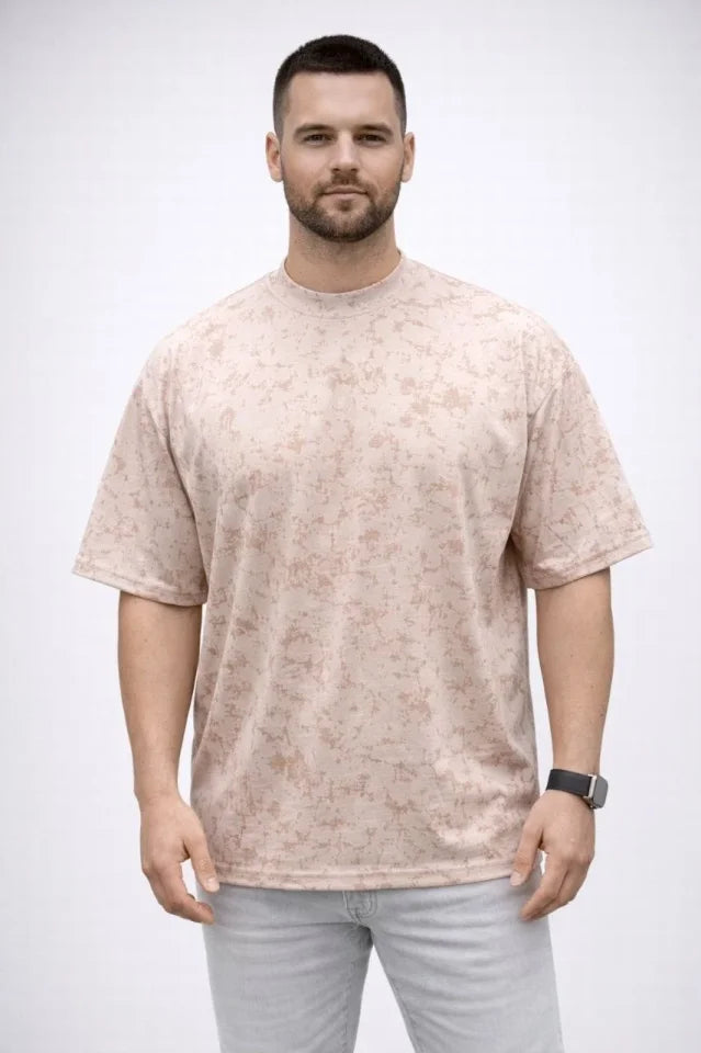 Men's Premium T-Shirt OSY Soft Textured Washed Oversize T-Shirt - Beige