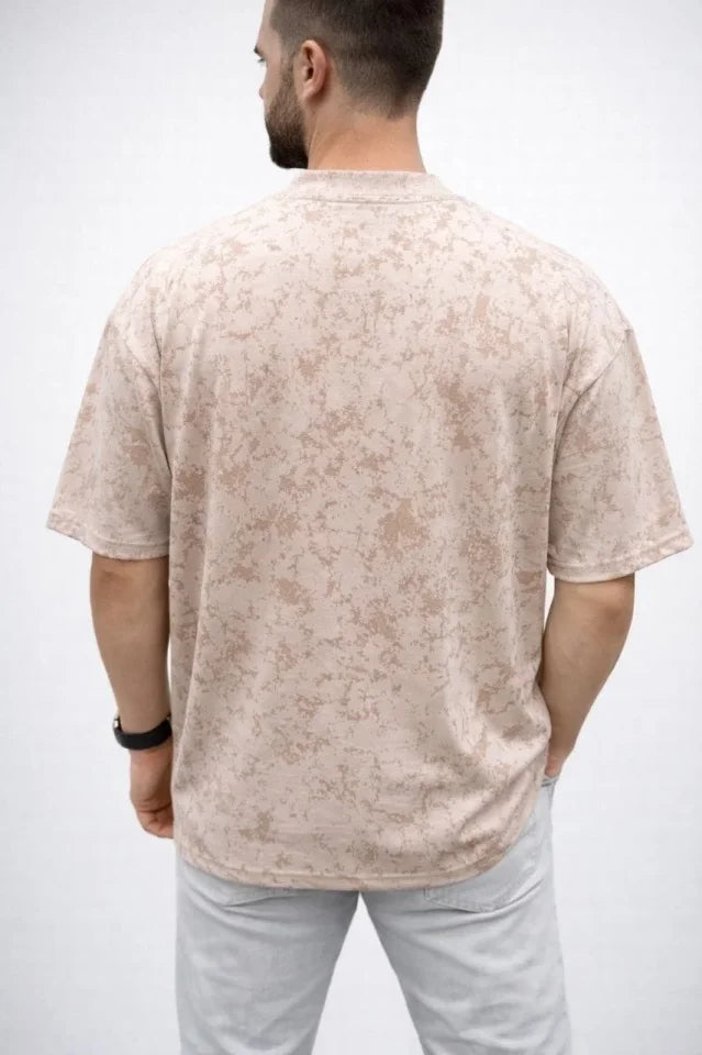Men's Premium T-Shirt OSY Soft Textured Washed Oversize T-Shirt - Beige