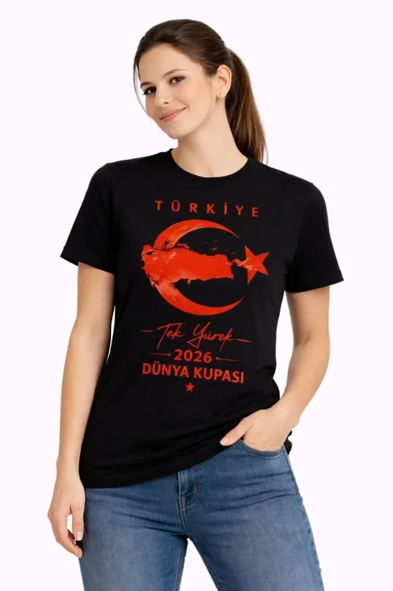 TURKEY Crescent Star 2026 World Cup Fan Jersey T-Shirt - Black