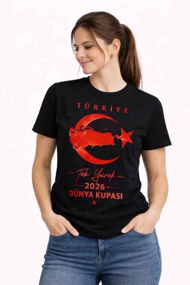 TÜRKİYE Ay Yıldız 2026 Dünya Kupasi Taraftar Forma T-Shirt - Siyah