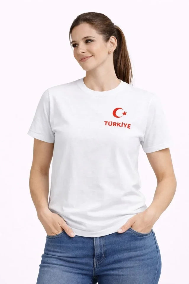 TURKEY Crescent Star Printed Fan Jersey T-Shirt - White