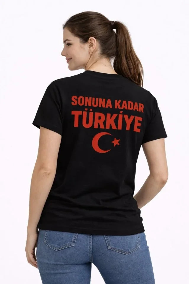 TURKEY Crescent Star Printed Fan Jersey T-Shirt - Black