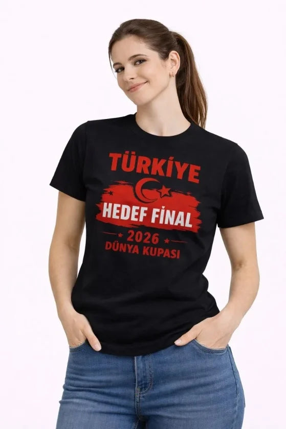 TURKEY Printed T-Shirt Crescent Star 2026 World Cup Fan Jersey T-Shirt - Black