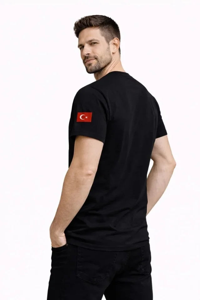 Men's Turkey World Cup 2026 Printed T-Shirt Football Themed Jersey T-Shirt - Black