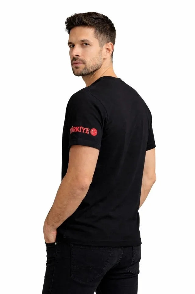 Men's TURKEY Crescent Star Printed Number 10 Jersey Fan T-Shirt - Black