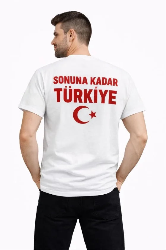 Men's TURKEY Crescent Star Printed Fan Jersey T-Shirt - White