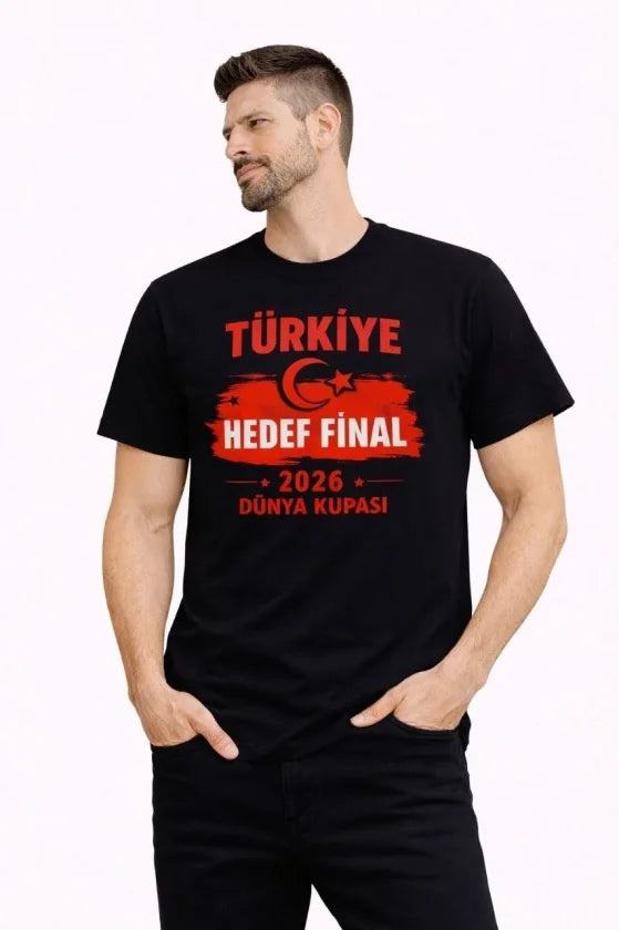 Men's TURKEY Printed T-Shirt Crescent Star 2026 World Cup Fan Jersey T-Shirt - Black