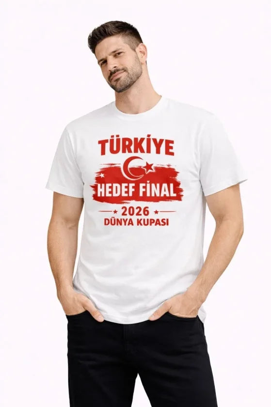 Men's TURKEY Printed T-Shirt Crescent Star 2026 World Cup Fan Jersey T-Shirt - White