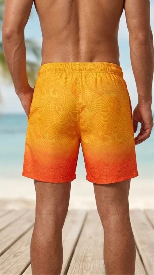 Men's Quick-Dry Premium Swim Shorts with Zippered Pockets and Mesh Lining - Multicolor