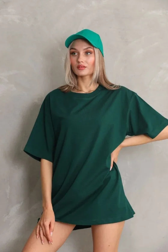 Regular Fit T-Shirt Crew Neck Summer Short Sleeve Basic T-Shirt - Green