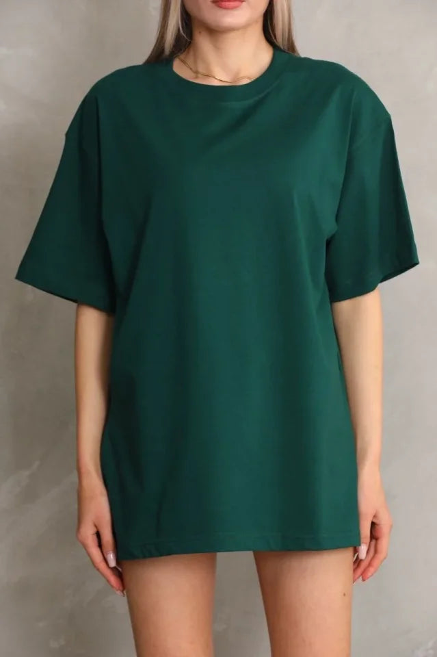 Regular Fit T-Shirt Crew Neck Summer Short Sleeve Basic T-Shirt - Green
