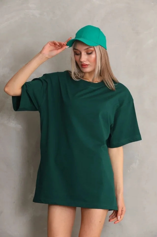 Regular Fit T-Shirt Crew Neck Summer Short Sleeve Basic T-Shirt - Green