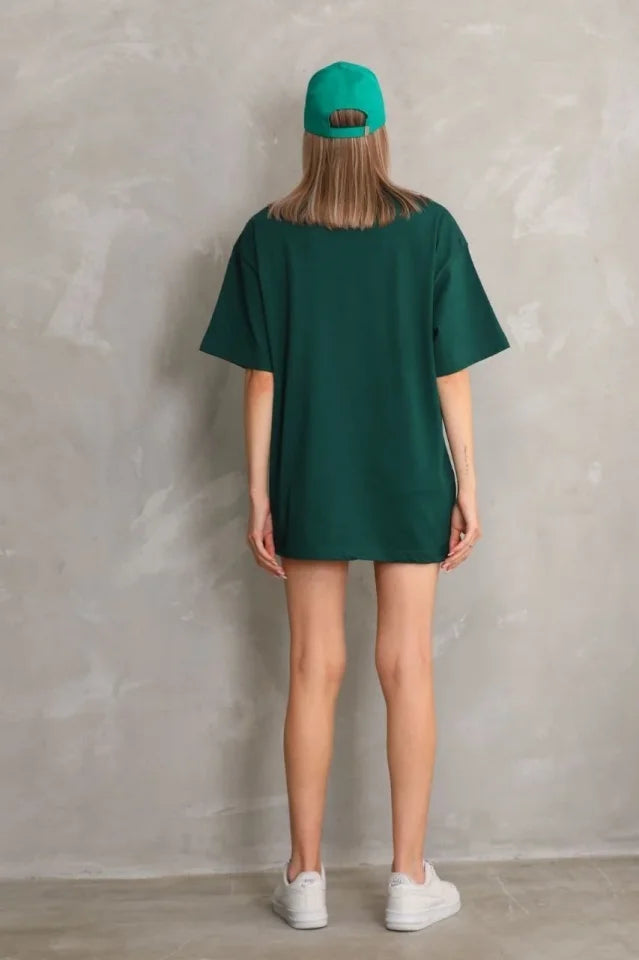 Regular Fit T-Shirt Crew Neck Summer Short Sleeve Basic T-Shirt - Green