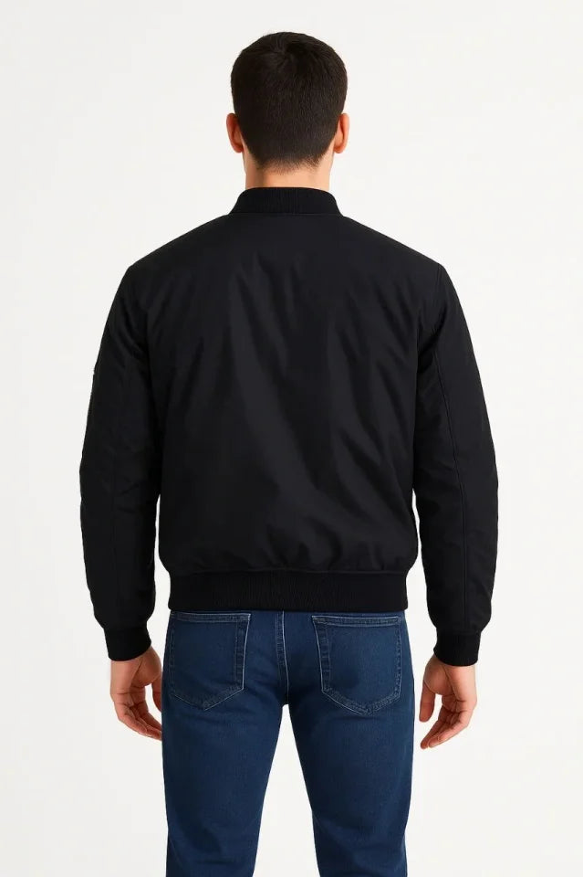 Arka Bomber Ceket - Siyah