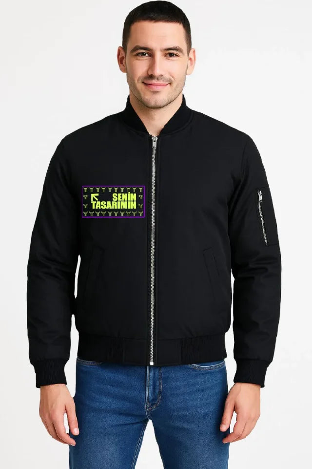 Front and Back Bomber Jacket - Black