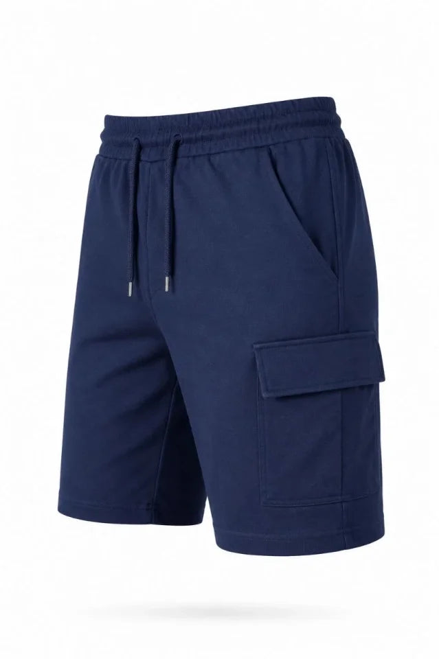 4 Pocket Cargo Shorts with Elastic Waist and Drawstring, Comfortable Fit, Summer Shorts - Navy