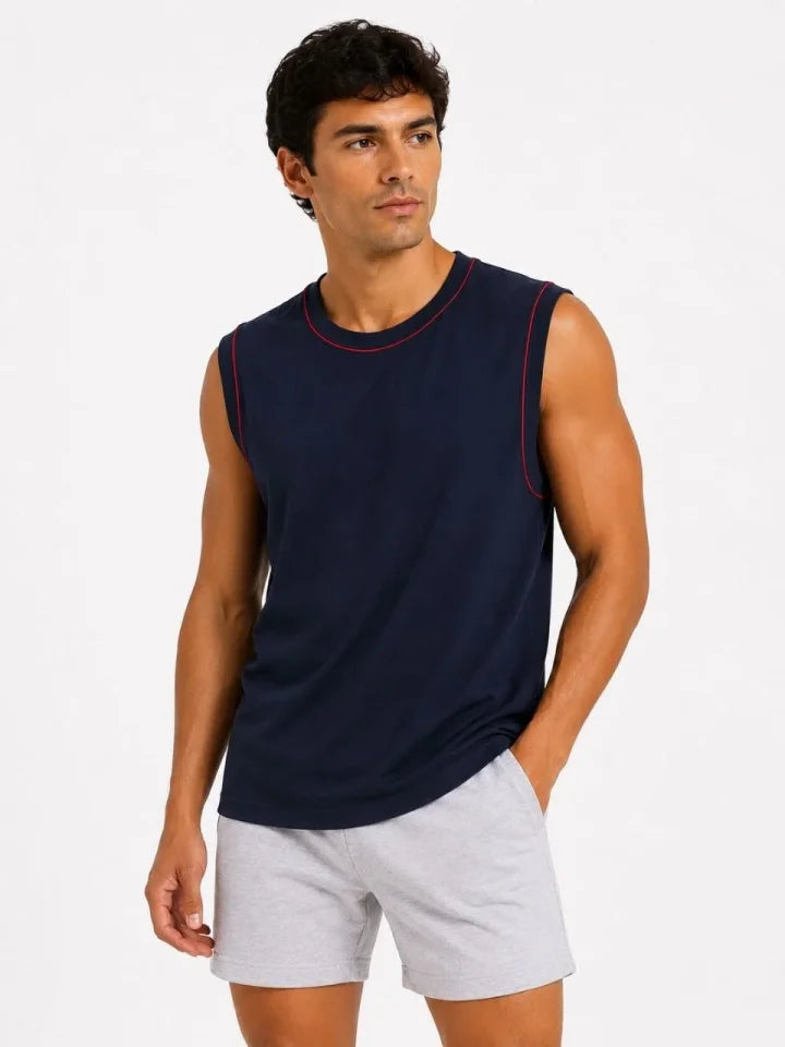Men's 3-Pack Sleeveless Sports Tank Set Summer Crew Neck - Black, Navy, White