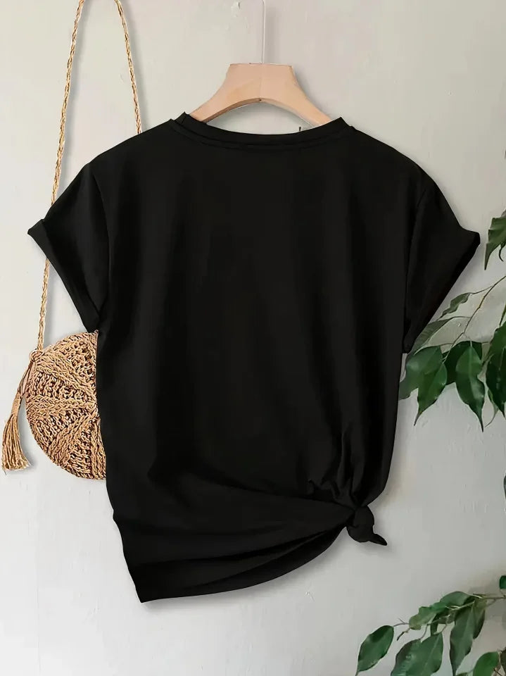 Mother's Day Gift Mom Themed Printed Oversize Crew Neck T-shirt - Black