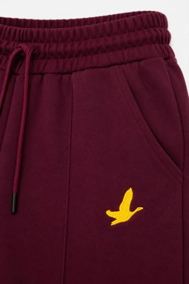 Osy Modal Yumuşak Dokulu Cima Dikişli Nakışlı Cepli Oversize Bol Paça Kadın Eşofman Altı - Bordo