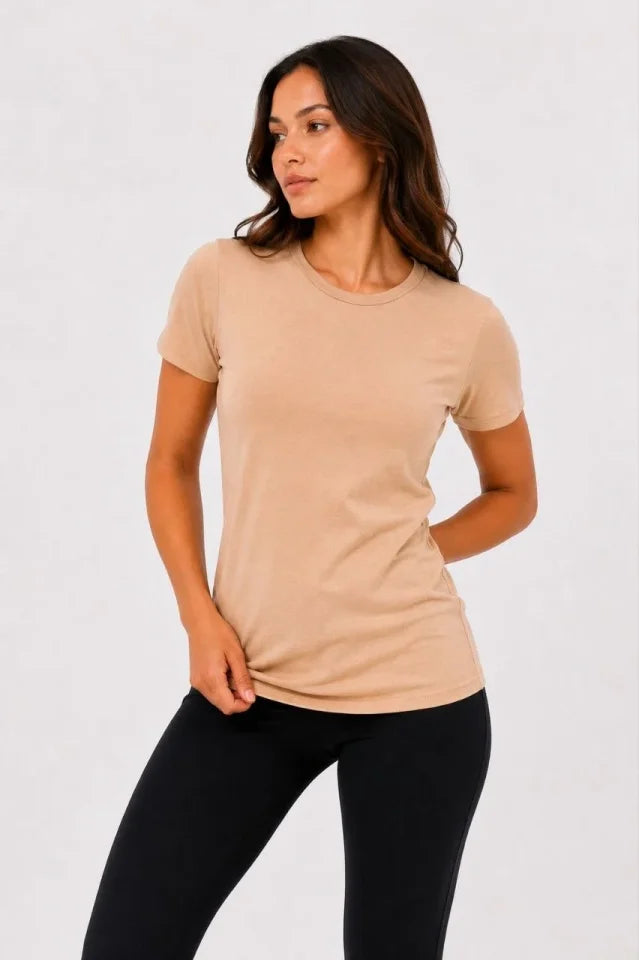 3’lü Kısa Kollu Bisiklet Yaka Basic Slim Fit T-Shirt -Petrol Mavisi - Bej - Mavi