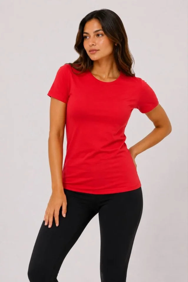 3’lü Kısa Kollu Bisiklet Yaka Basic Slim Fit T-Shirt - Kırmızı - Mavi - Turuncu