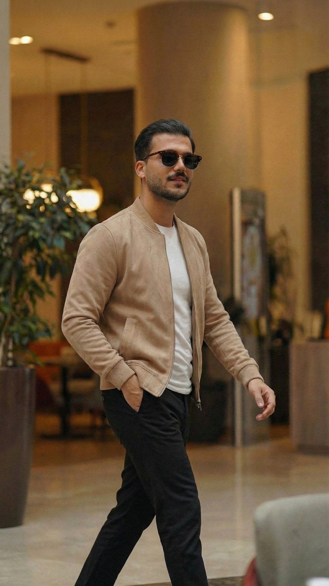 Erkek Scuba Süet Kumaş Bomber Hırka