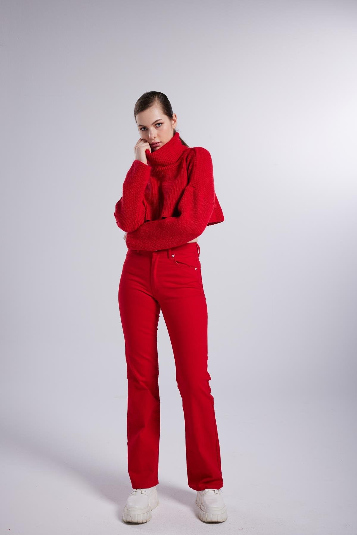 Alert Jean Pantolon Kırmızı