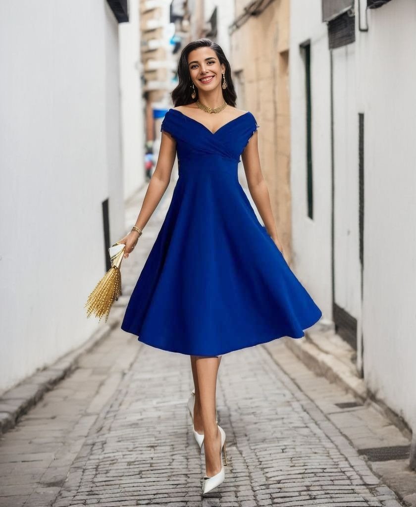 Women's Short Sleeve Wrap Neck Ruffled Hem Crepe Dress